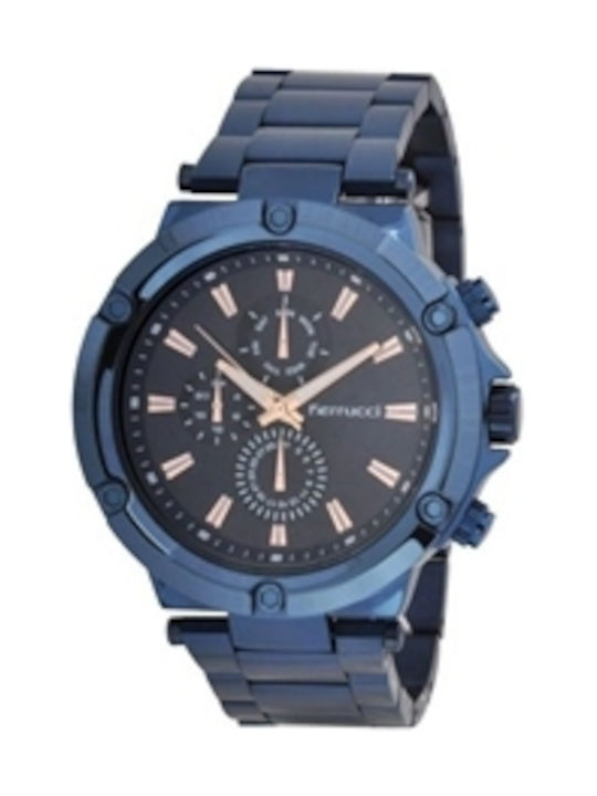 Ferrucci Watch Chronograph Battery with Blue Metal Bracelet