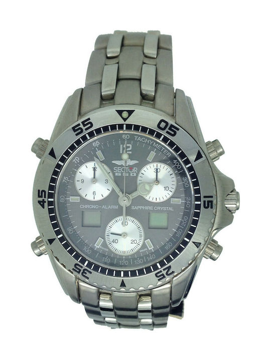 Sector Watch Chronograph Battery with Silver Metal Bracelet