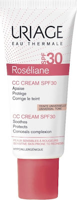 Uriage Rosaliane CC Ενυδατική Κρέμα Προσώπου Ημέρας με SPF30 για Ευαίσθητες Επιδερμίδες κατά των Ατελειών & της Ερυθρότητας 40ml