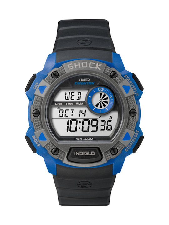 Timex Digital Uhr Chronograph Batterie mit Schwarz Kautschukarmband TW4B00700