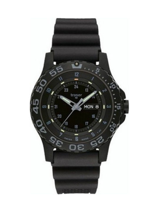 Traser Watch Battery with Black Rubber Strap