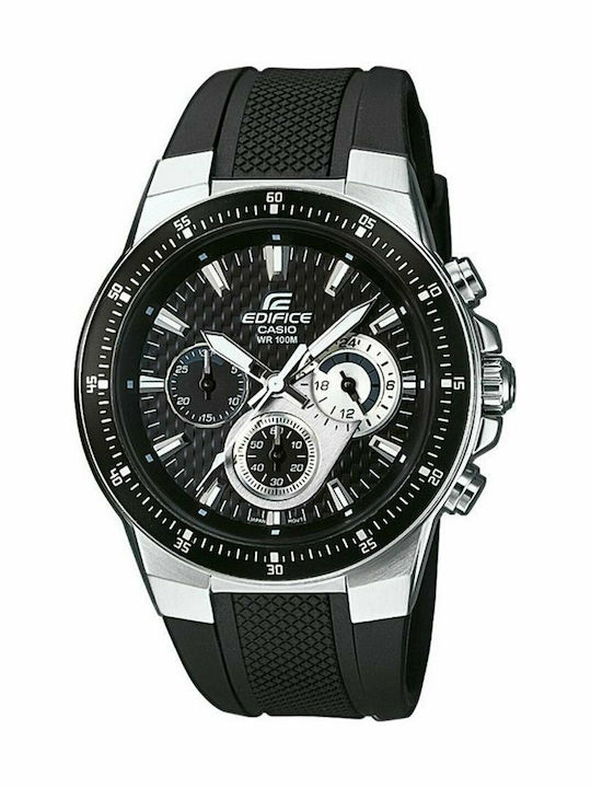 Casio Edifice Ανδρικό Ρολόι 41mm Χρονογράφος Μπαταρίας με Μαύρο Καουτσούκ Λουράκι