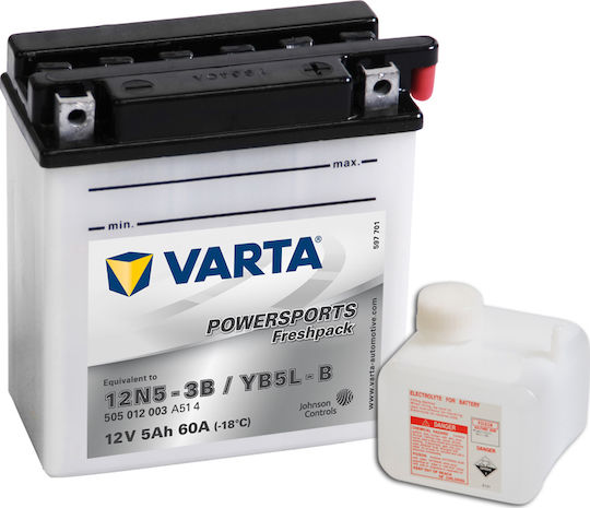 Varta Μπαταρία Μοτοσυκλέτας Powersports Freshpack 12N5-3B / YB5L-B με Χωρητικότητα 5Ah
