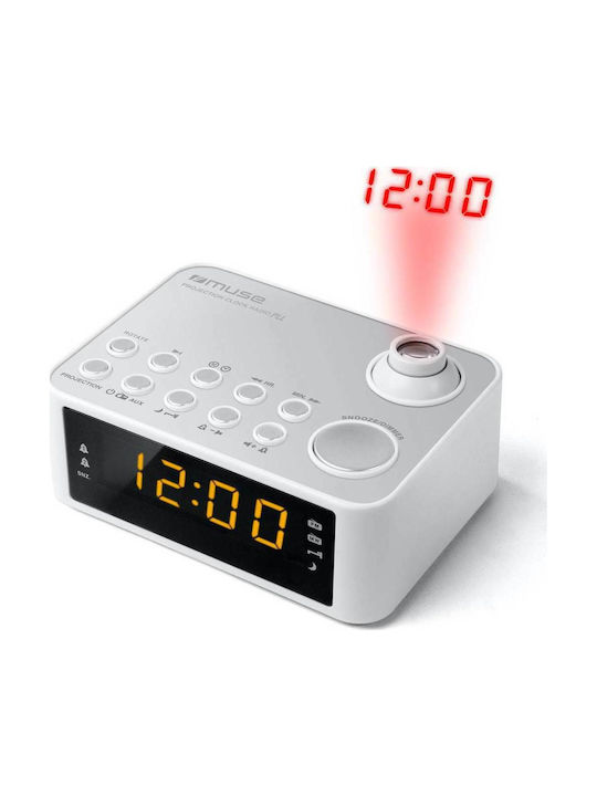 Muse Ψηφιακό Ρολόι Επιτραπέζιο με Ξυπνητήρι M-178PW
