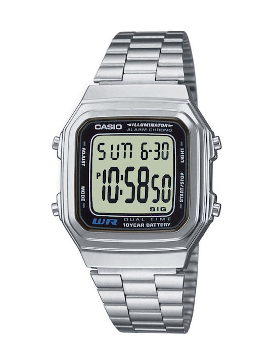 Casio Vintage Ceas Digital Barbatesc 34mm Cu Baterie cu Brățară din Metal Argintie