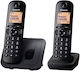 Panasonic KX-TGC212 Cordless Phone (2-Pack) Black