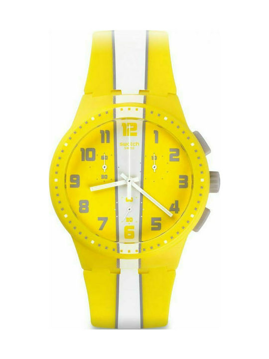 Swatch Watch Chronograph with Yellow Rubber Strap SUSJ100