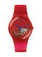 Swatch Watch with Red Rubber Strap SUOR103