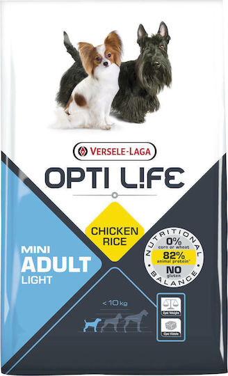 Versele Laga Opti Life Light Adult Mini 7.5kg Ξηρά Τροφή Διαίτης, χωρίς Γλουτένη για Ενήλικους Στειρωμένους Σκύλους Μικρόσωμων Φυλών με Κοτόπουλο και Ρύζι