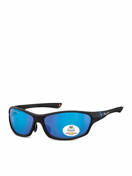 Montana Eyewear Men's Sunglasses with Black Plastic Frame and Blue Polarized Lens SP307A