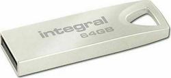 Integral Metal Arc 64GB USB 2.0 Stick Ασημί