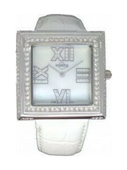 Moments Watch with White Leather Strap GS8325