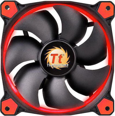 Thermaltake Riing 14 LED Red Gehäuselüfter 140mm mit Rot Beleuchtung und Verbindung 3-polig 1Stück Schwarz