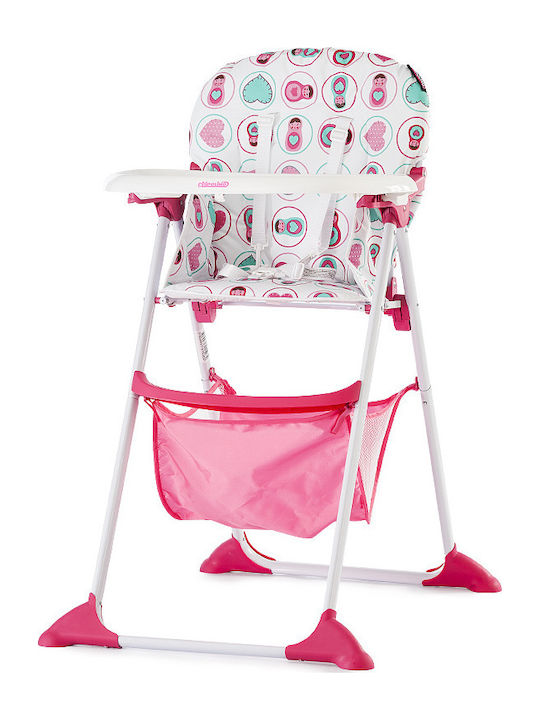 Chipolino Dolly Foldable Highchair with Metal Frame & Fabric Seat Pink