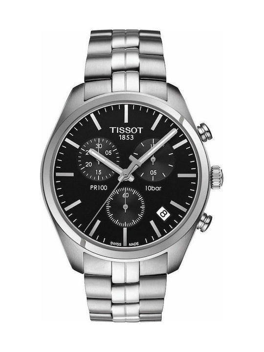 Tissot Ρολόι Χρονογράφος Μπαταρίας με Ασημί Μεταλλικό Μπρασελέ