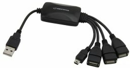 Esperanza EA114 USB Hub with 4 USB 2.0 Ports with USB-A Connection