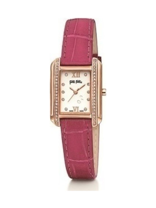 Folli Follie Watch with Pink Leather Strap WF14B026SS