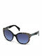 Just Cavalli Women's Sunglasses with Black Plastic Frame and Blue Mirror Lens JC656S 05B