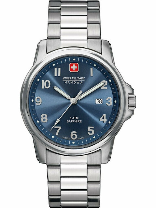 Swiss Military Hanowa Herrenuhr 39mm Batterie mit Silber rostfreiem Stahlarmband