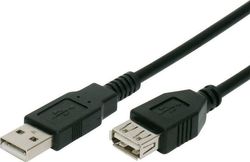 Powertech USB 2.0 Cable USB-A male - USB-A female Μαύρο 1.5m (CAB-U011)