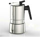 Pedrini Steelmoka Stovetop Espresso Pot 2 Cups Inox Silver
