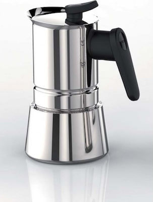 Pedrini Steelmoka Stovetop Espresso Pot for 4Cups Inox Silver