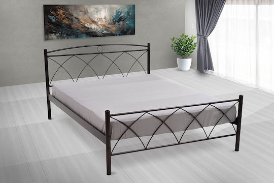 Кос Двойно Метално Легло Сивo за Матрак 150x200см