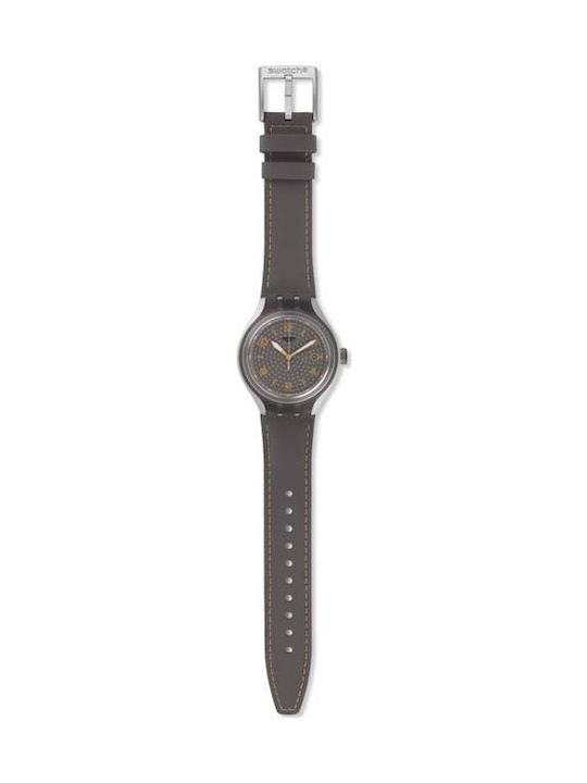 Swatch Uhr mit Gray Lederarmband YES4007