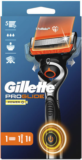 Gillette Fusion Proglide Power mit & Gleitstreifen für empfindliche Haut & 1 Batterie