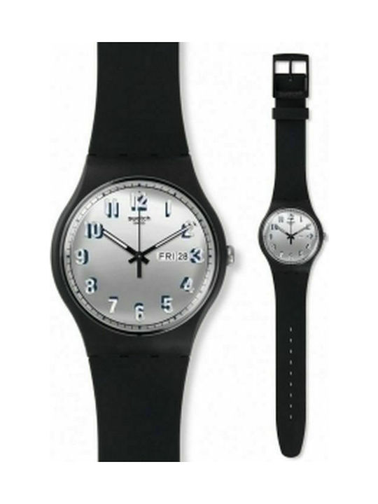 Swatch Uhr mit Schwarz Kautschukarmband SUOB718