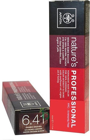 Apivita Nature's Professional Βαφή Μαλλιών Χωρίς Αμμωνία 6.41 Ξανθό Σκούρο Χάλκινο Σαντρέ 50ml