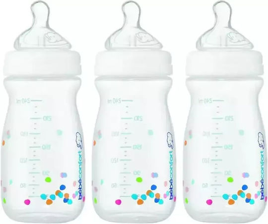 Bebe Confort Σετ Πλαστικά Μπιμπερό Natural Comfort με Θηλή Σιλικόνης για 0+ μηνών 240ml 3τμχ