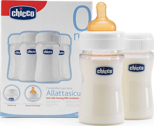 Chicco Sure Safe Breast Milk Storage Bottles & Cups 150ml 4 Pieces