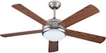 Eurolamp Ceiling Fan 130cm with Light and Remote Control Brown