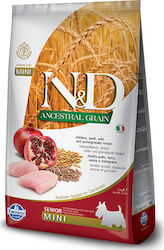 Farmina N&D Ancestral Grain Senior Mini 2.5kg Trockenfutter mit wenig Getreide für ältere Hunde kleiner Rassen mit Huhn und Granatapfel