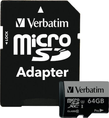 Verbatim Pro microSDXC 64ГБ Клас 10 U3 UHS-I с адаптер