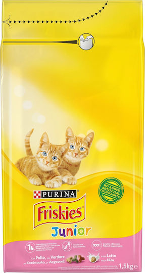 Friskies Friskies Junior Hrană Uscată pentru Pisici Tinere cu Pui / Legume / Lapte 1.5kg