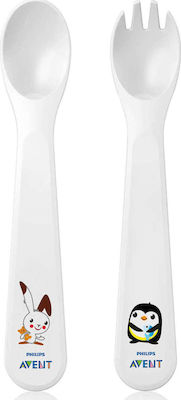 Philips Baby Set with Fork made of Plastic for 12+ months White 2pcs