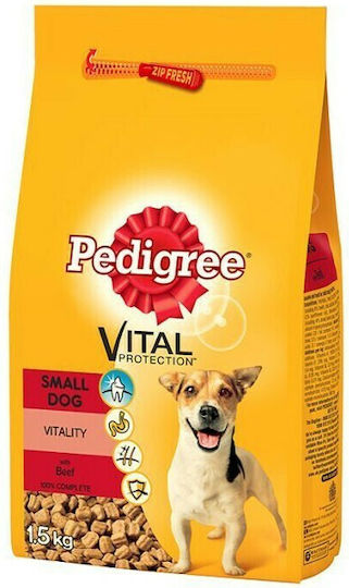 Pedigree Vital Protection 1.5kg Dry Food for Adult Small Breed Dogs with Rice, Calf and Vegetables