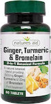 Natures Aid Ginger Turmeric & Bromelain 60tabs