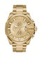 Diesel Mega Chief Herrenuhr 51mm Chronograph Batterie mit Gold Metallarmband