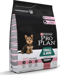 Purina Pro Plan OptiDerma Small & Mini Puppy 3kg Trockenfutter für Welpen kleiner Rassen mit Lachs und Reis
