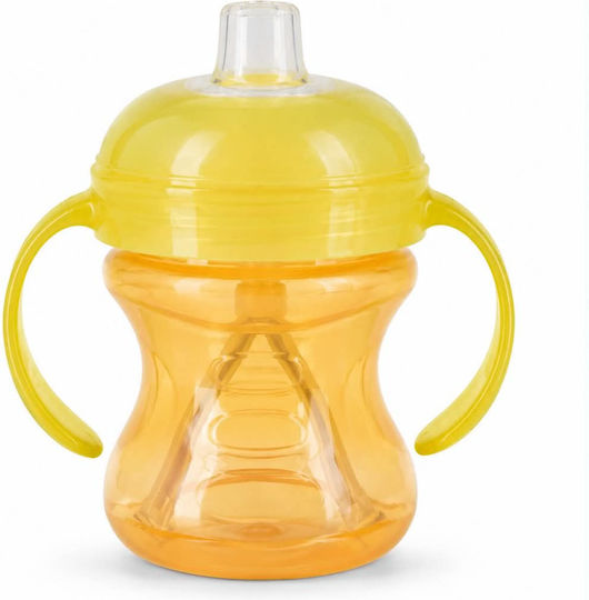 Nuby Kinder-Trinkbecher mit Henkeln 240 ml, ab 6 Monaten aus orangefarbenem Kunststoff 240 ml für 6 Monate+