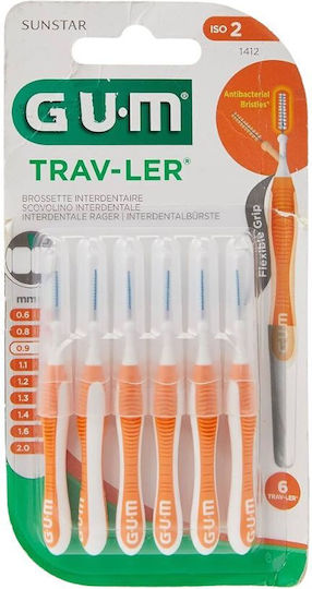 GUM Trav-ler Interdental Brushes 0.9mm Orange 6pcs