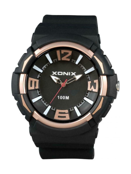 Xonix Uhr Batterie mit Schwarz Kautschukarmband QZ-006