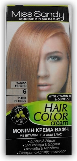 Miss Sandy Hair Color Cream Βαφή Μαλλιών 6/0 Ξανθό Σκούρο 60ml
