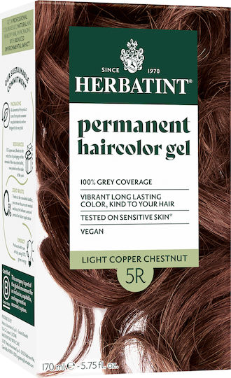 Herbatint Permanent Gel Βαφή Μαλλιών Χωρίς Αμμωνία 5R Καστανό Ανοιχτό Χαλκού 150ml