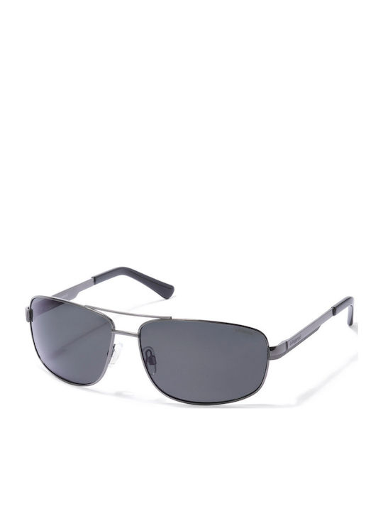 Polaroid Men's Sunglasses with Silver Metal Frame and Black Polarized Lens P4314 A4X/Y2