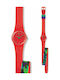 Swatch Watch with Red Rubber Strap