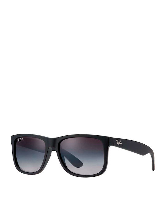 Ray Ban Justin Unisex Sunglasses with Black Plastic Frame and Black Gradient Polarized Mirror Lens RB4165 622/T3